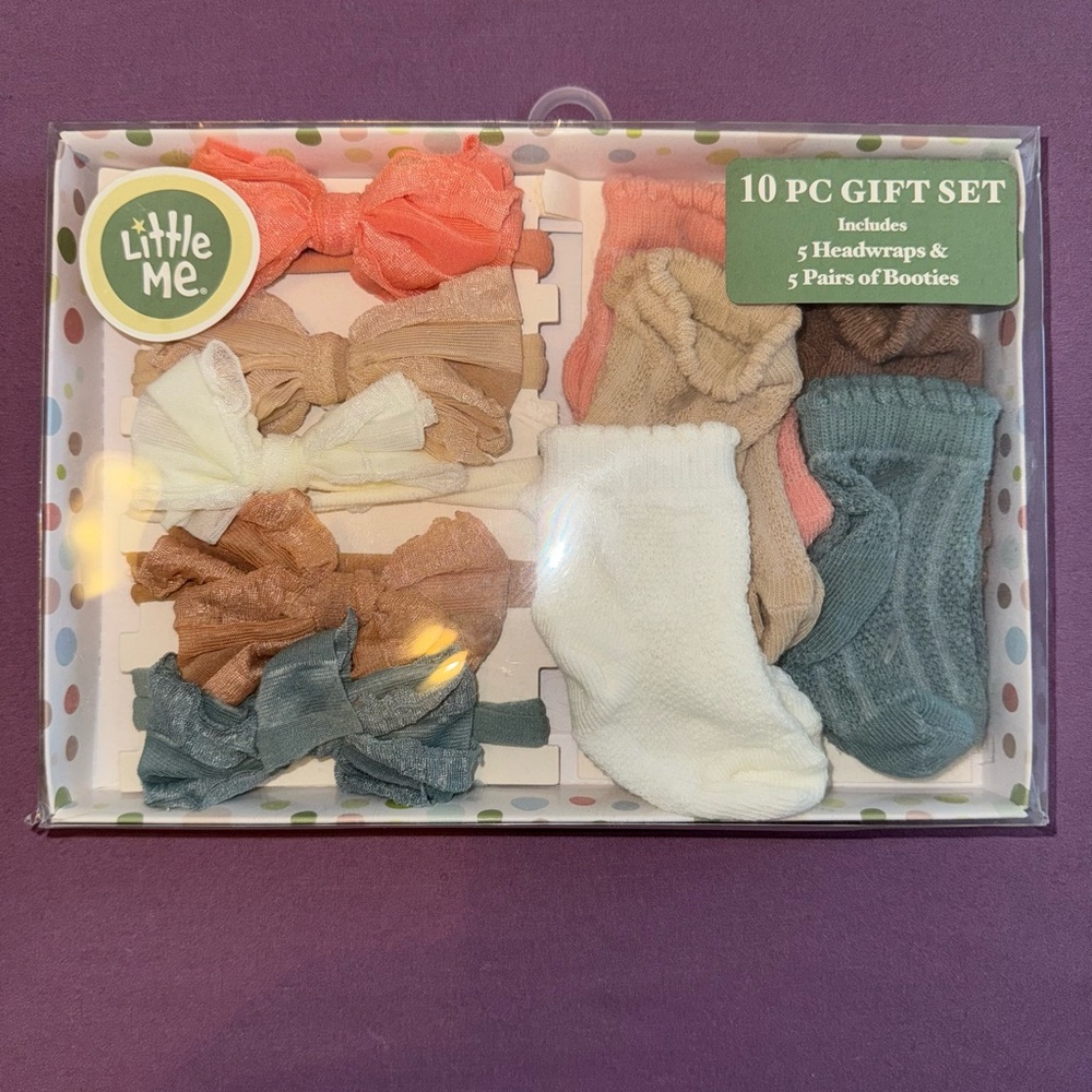 Little Me 10 Piece Headwraps & Booties Set